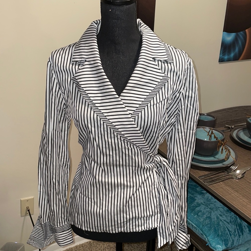 Wrap Top with Double Collar